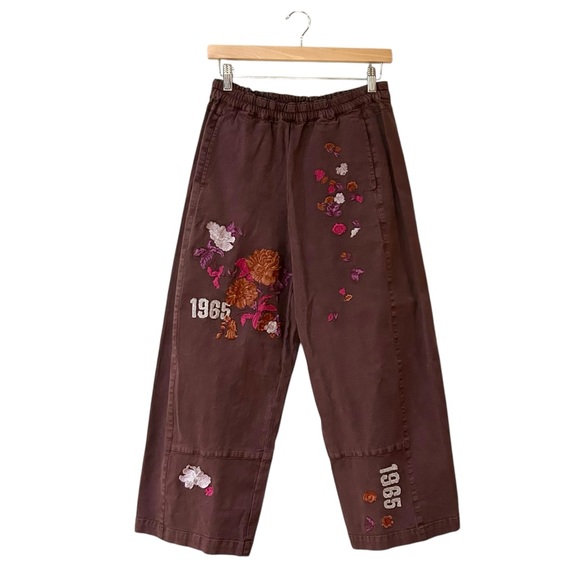 Pilcro The Izzie Relaxed Pull-On Barrel Pants Sz S Embroidered Stretch Ankle - Picture 3 of 11